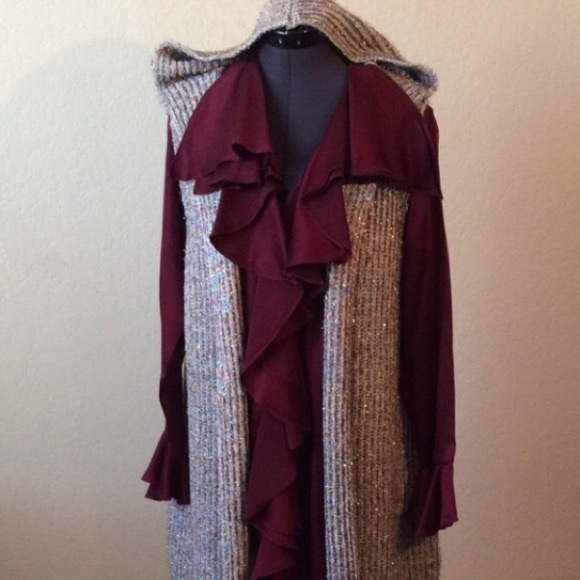 Hoodie Long Sweater Vest - Picture 1 of 9